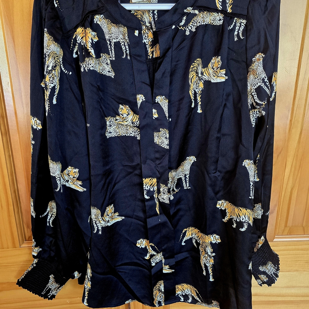 Black Animal Print Blouse